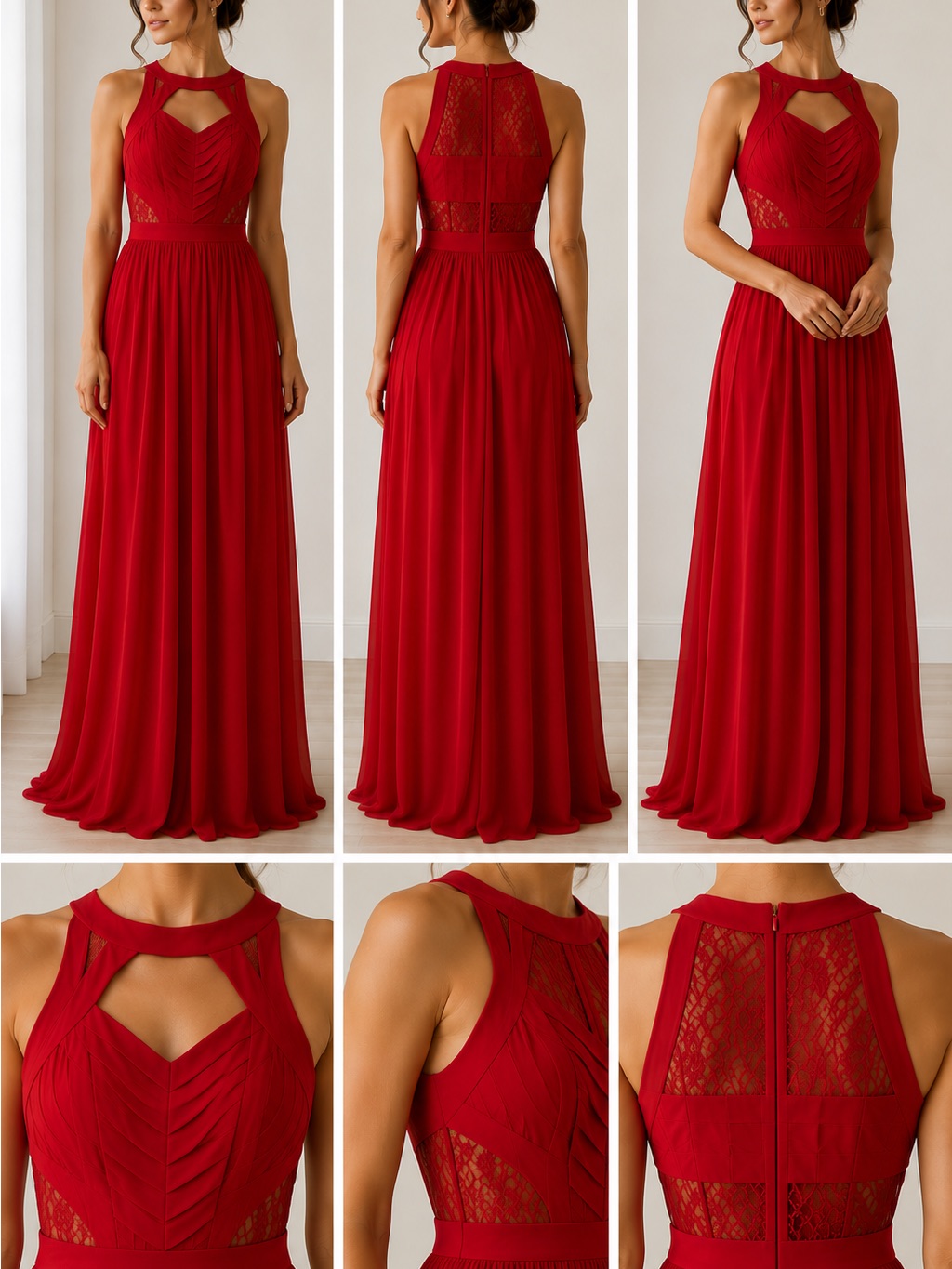 Bcbgeneration Red Lace Cutout Maxi Gown Formal Evening Dress Women’s Size 2